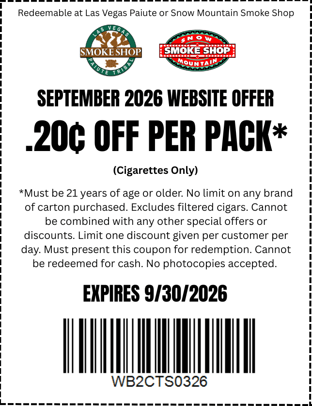 .20¢ Off Per Pack coupon